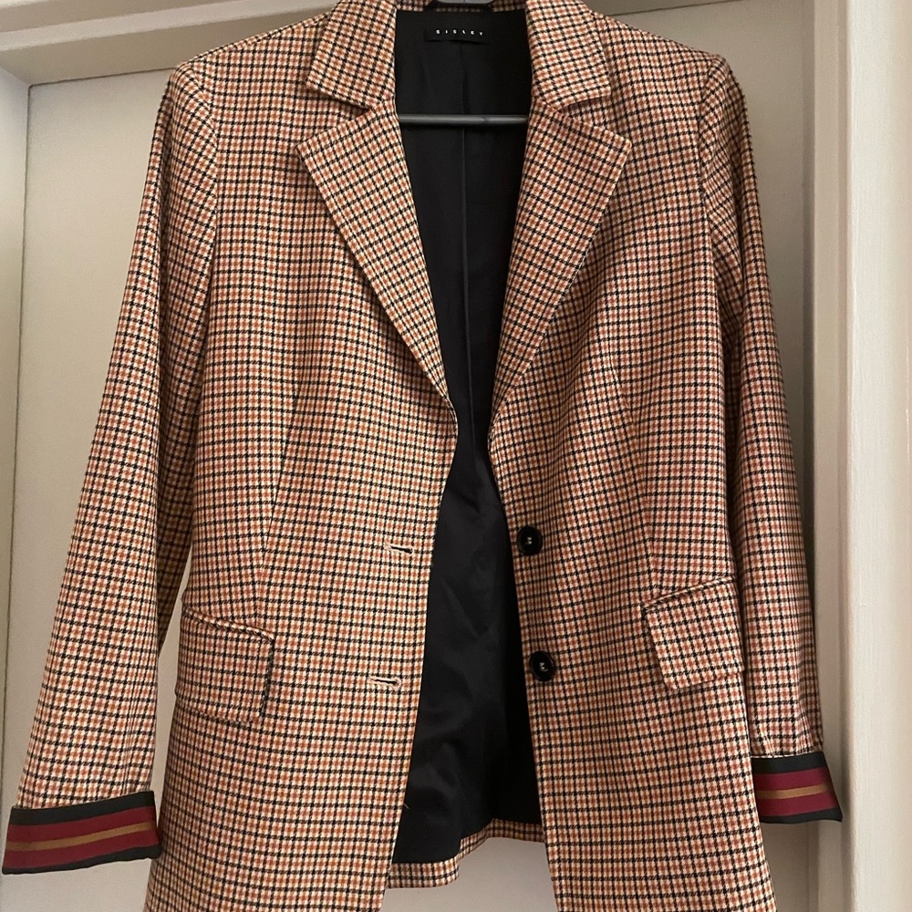 Sisley Tan Checkered Blazer with Black Lining
